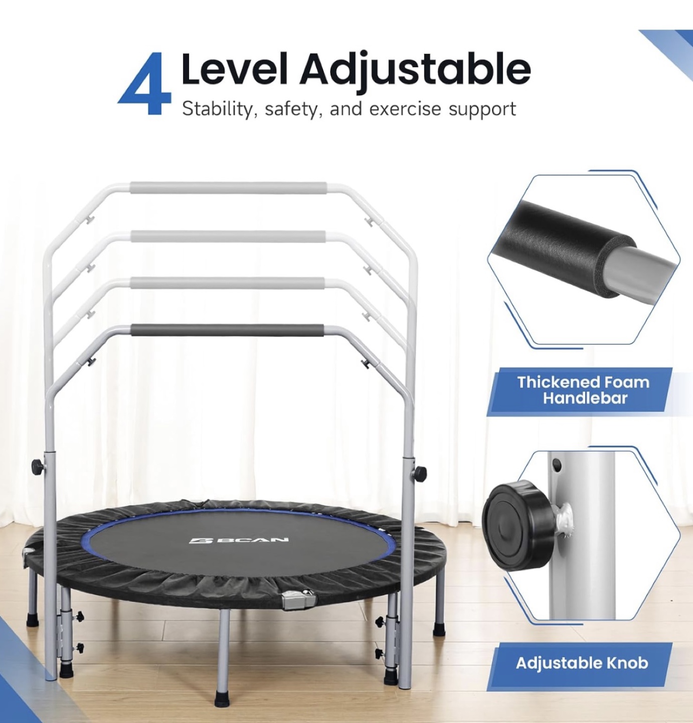 BCAN Mini Trampoline with Handrail - photo 2