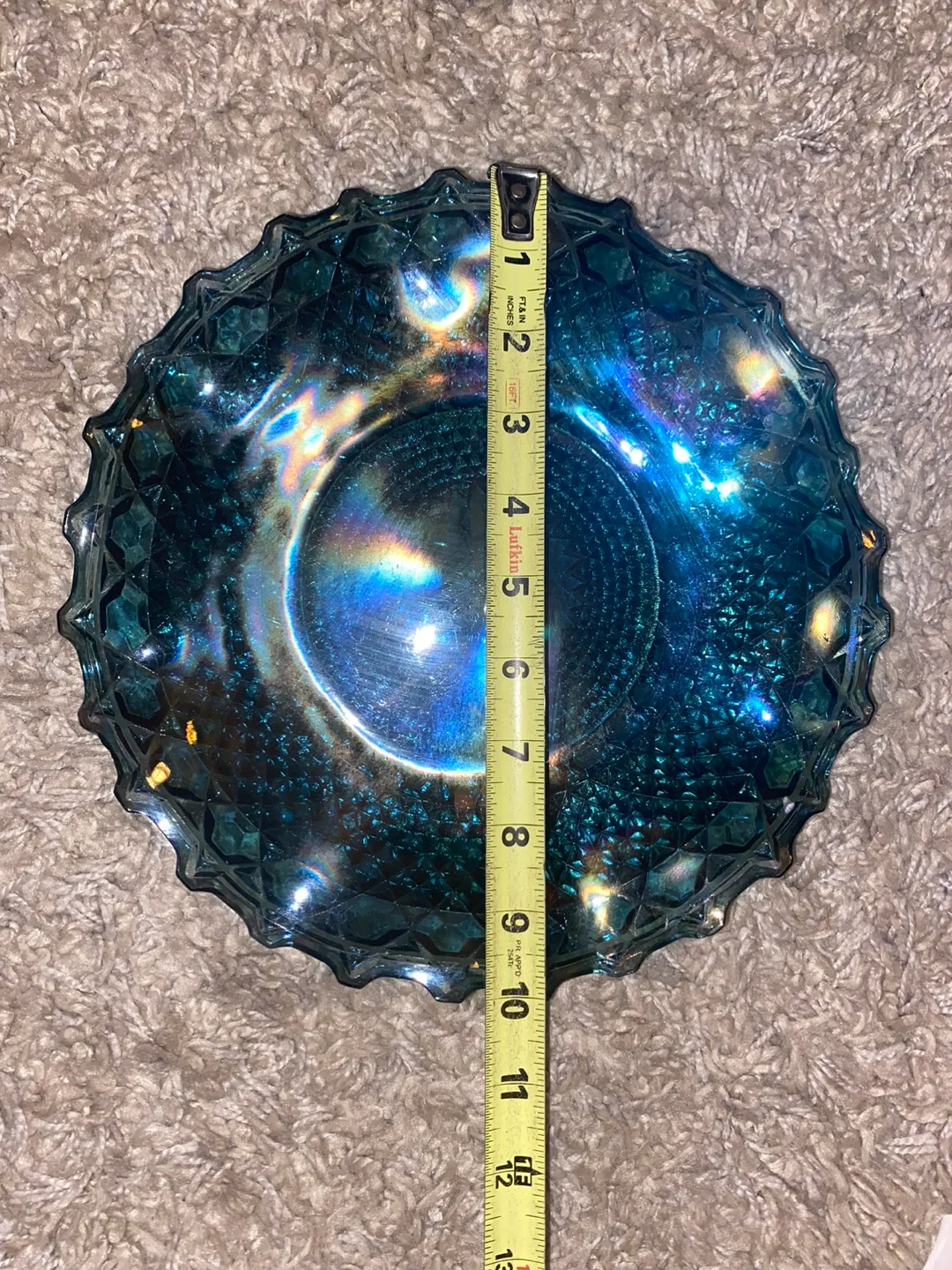 Vintage Iridescent Blue Glass Bowl image indicator(2)