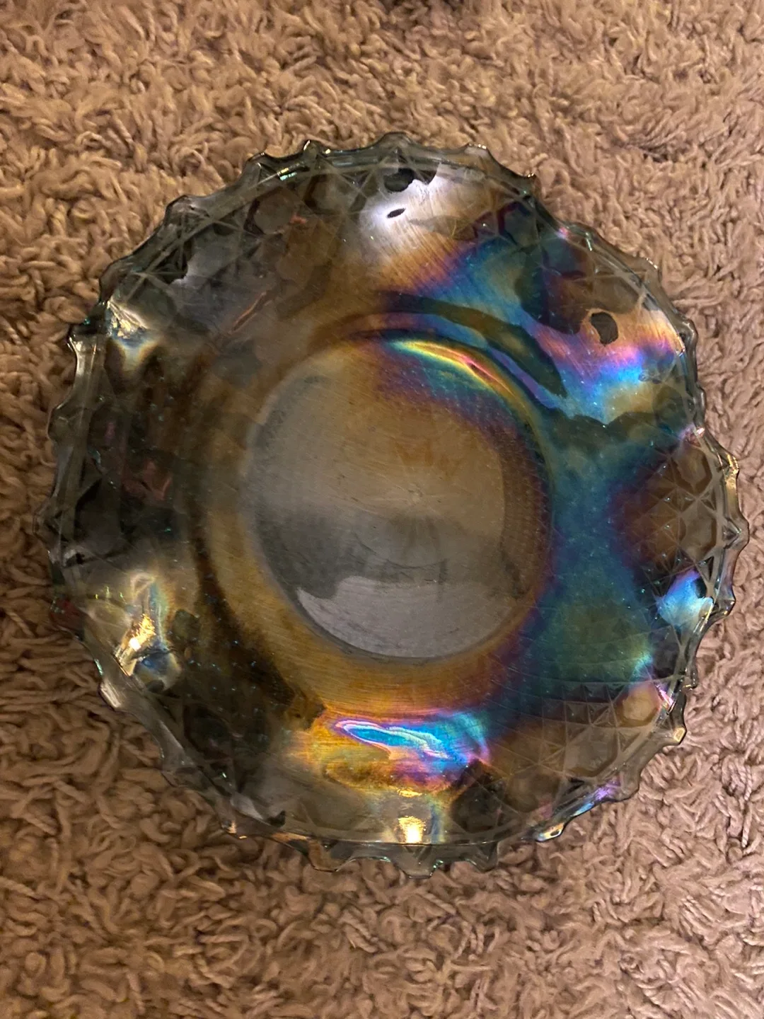 Vintage Iridescent Blue Glass Bowl image indicator(4)