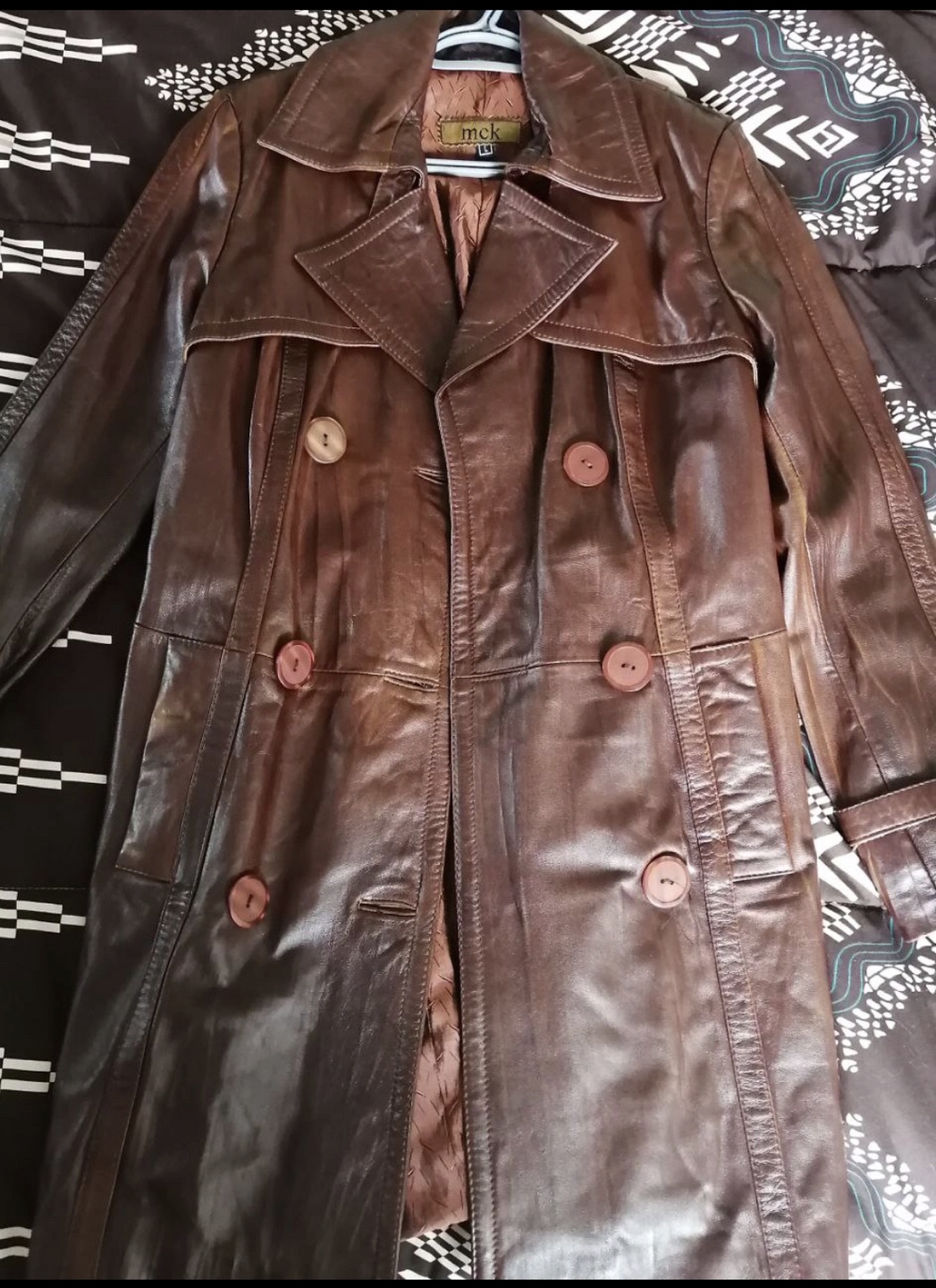 Ladies Brown Leather Trench Coat