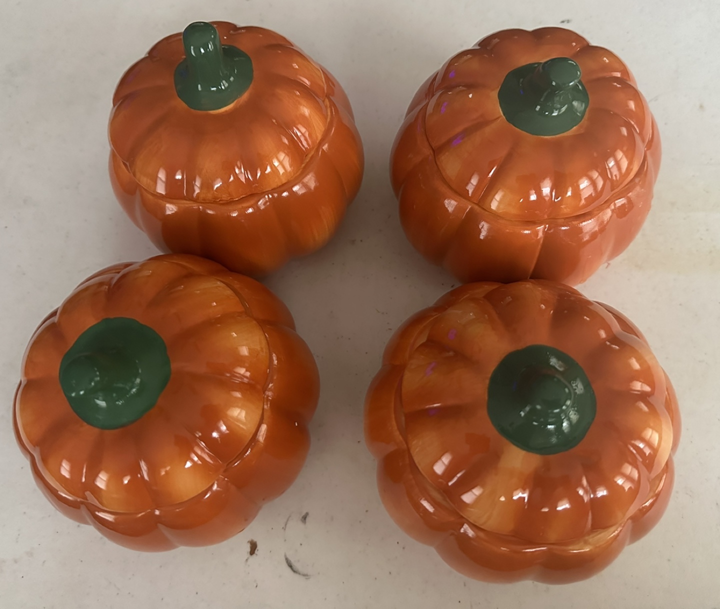 Set of 4 Pumpkin Shaped Ceramic Containers