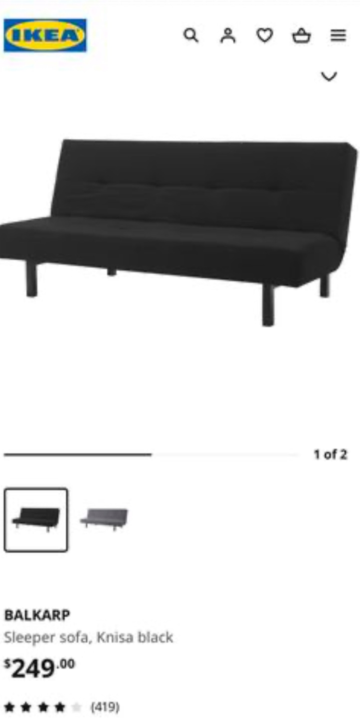 IKEA BALKARP Sleeper Sofa - Black