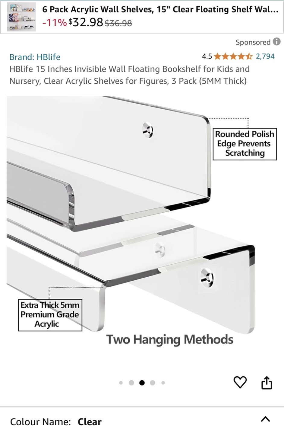 Acrylic floating shelves - photo 4