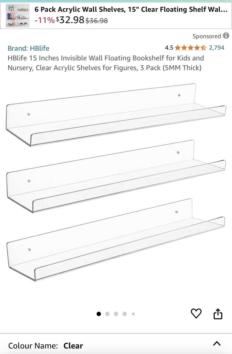 Acrylic floating shelves