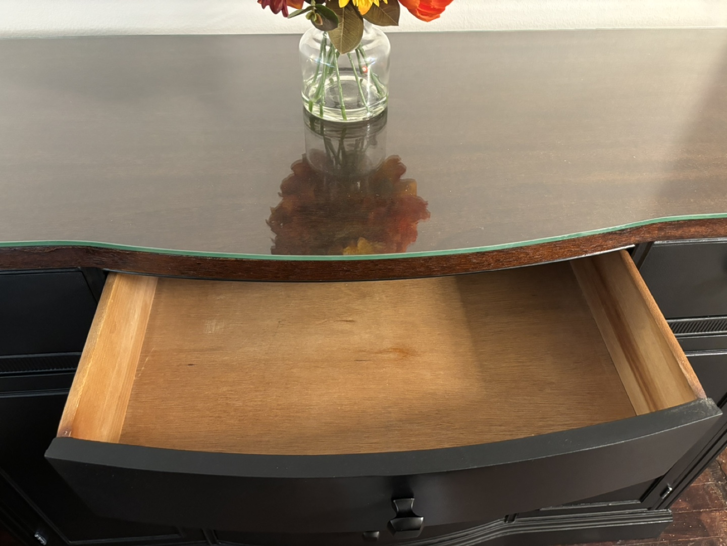 Solid wood Black Refinished Buffet Table - photo 2