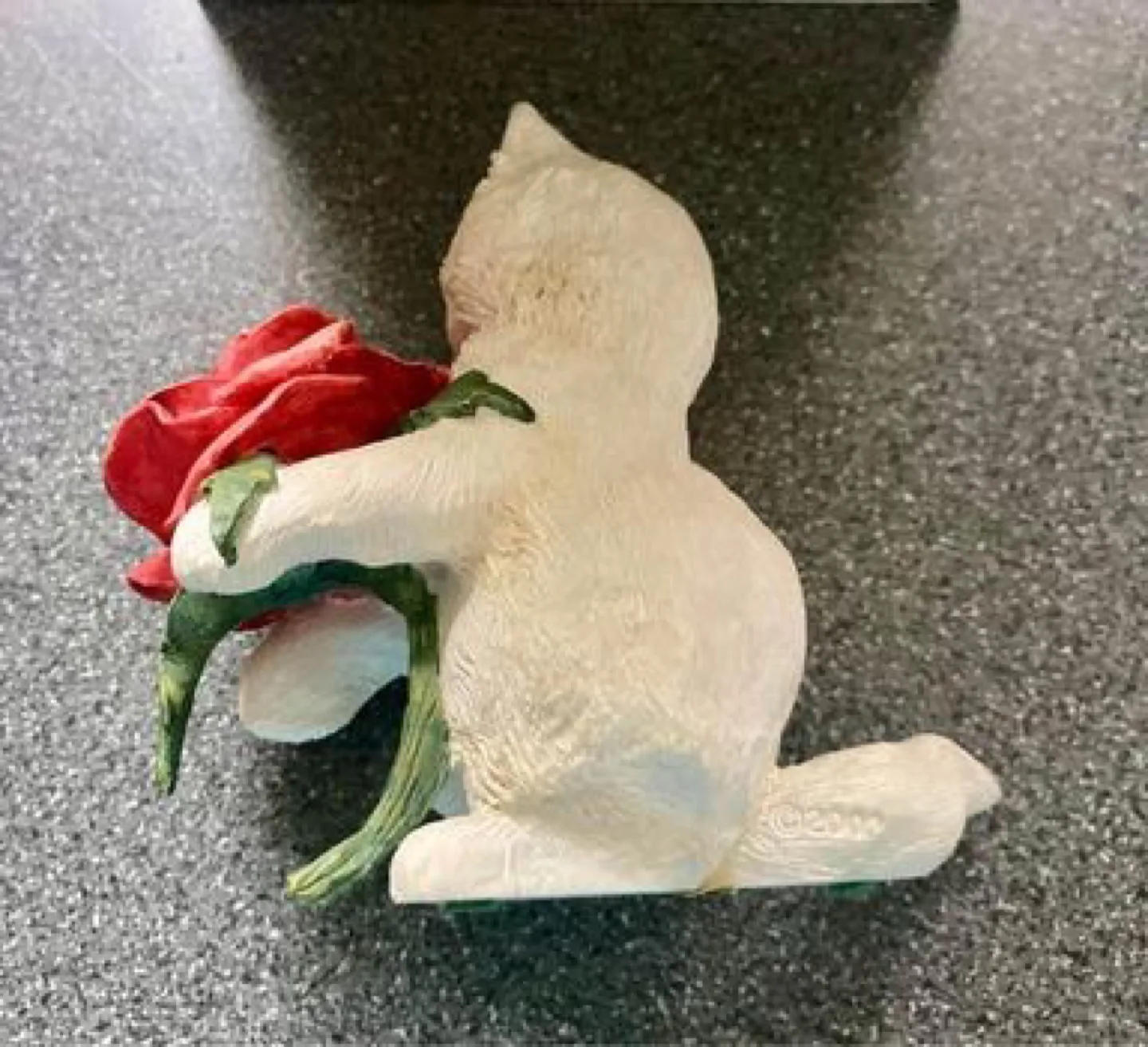 White Kitten Figurine Holding a Rose image indicator(6)