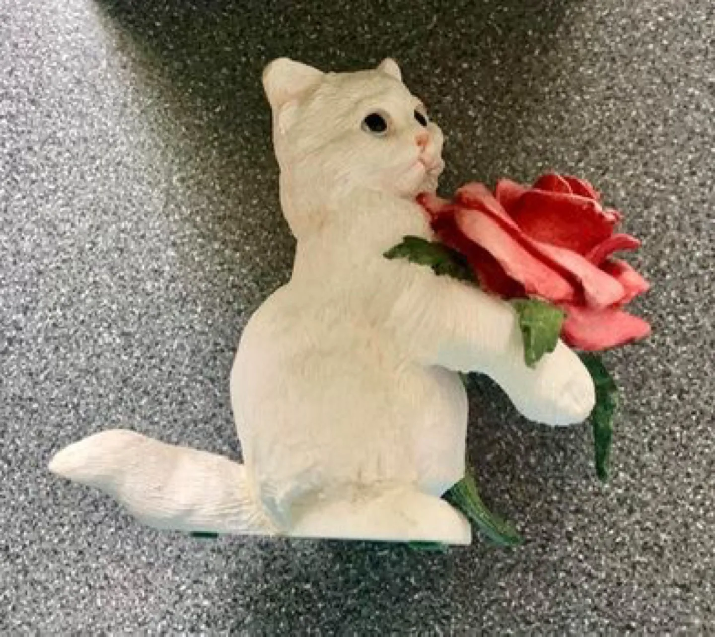 White Kitten Figurine Holding a Rose image indicator(5)