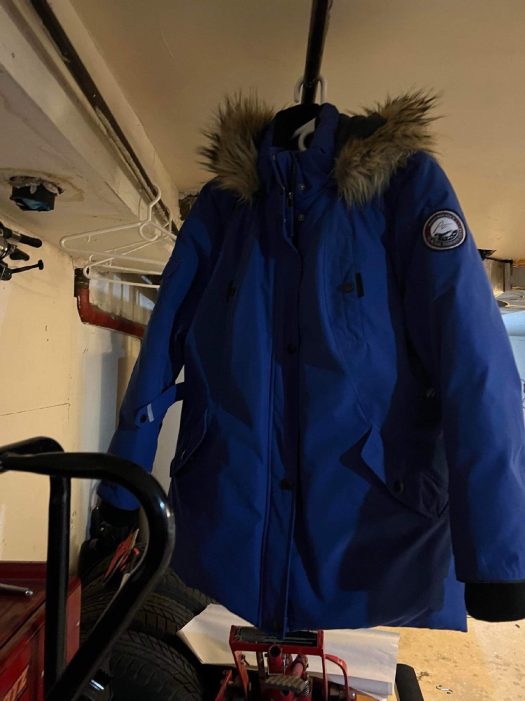 Blue Winter Jacket with Fur Hood