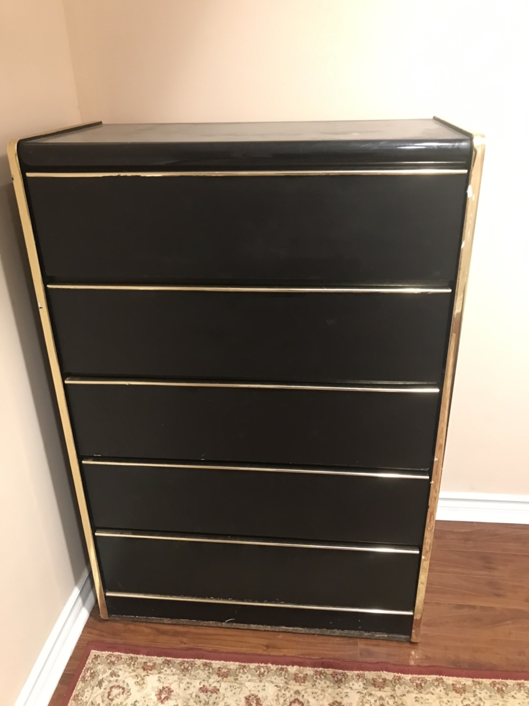 Black Dresser with Gold Trim