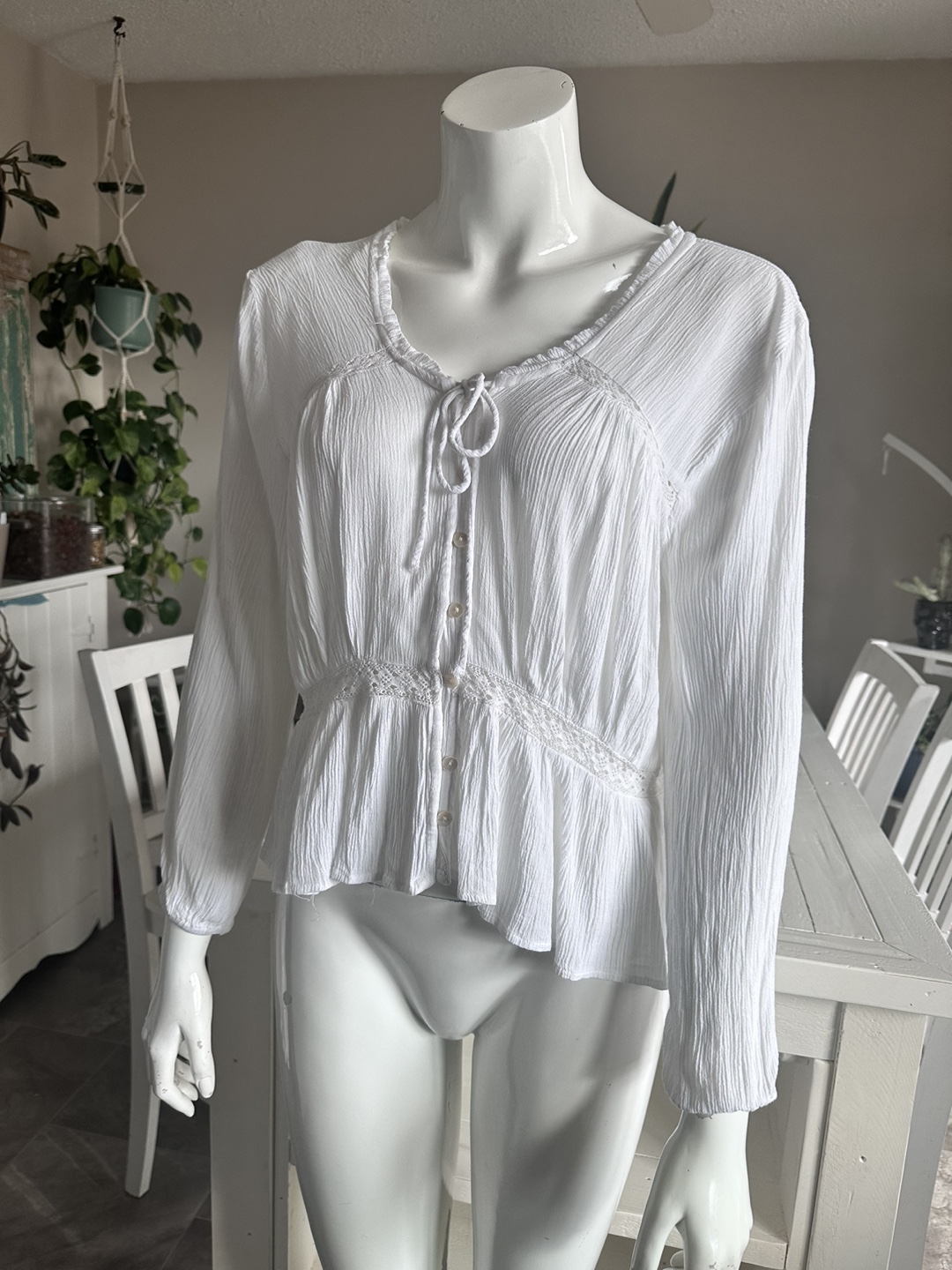 Dex White Lace Insert Blouse - photo 3
