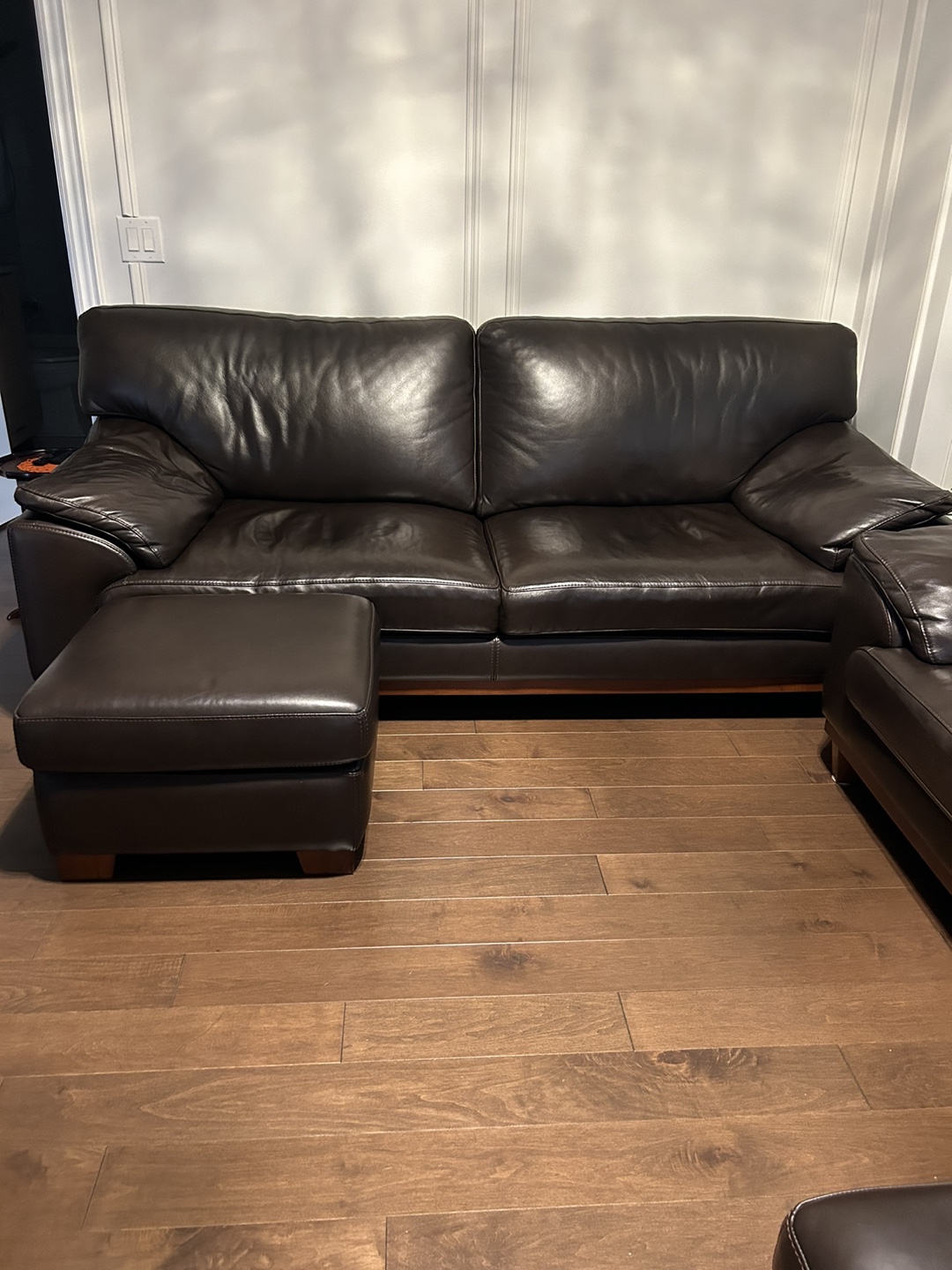 Leather Sofa with Ottoman
