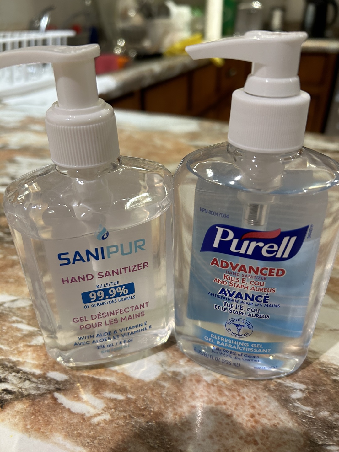 SaniPur and Purell Hand Sanitizers