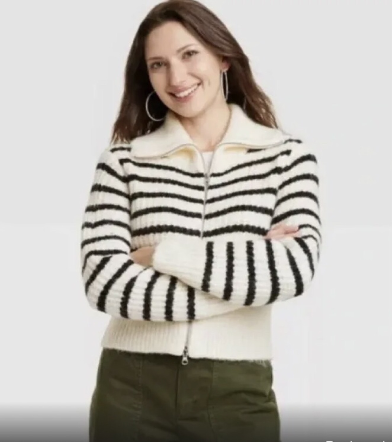Universal Thread Striped Zip Up Cardigan