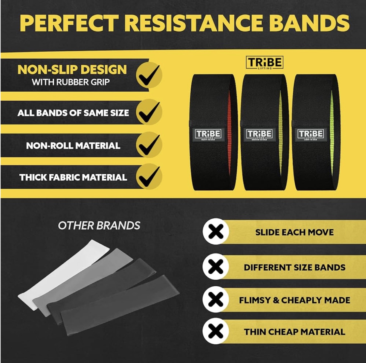 Tribe Fitness Resistance Bands Set of 3 - photo 4