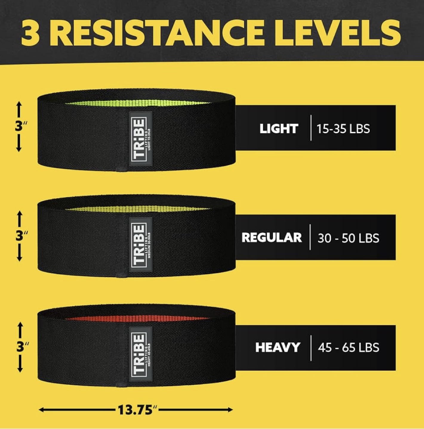 Tribe Fitness Resistance Bands Set of 3 - photo 3