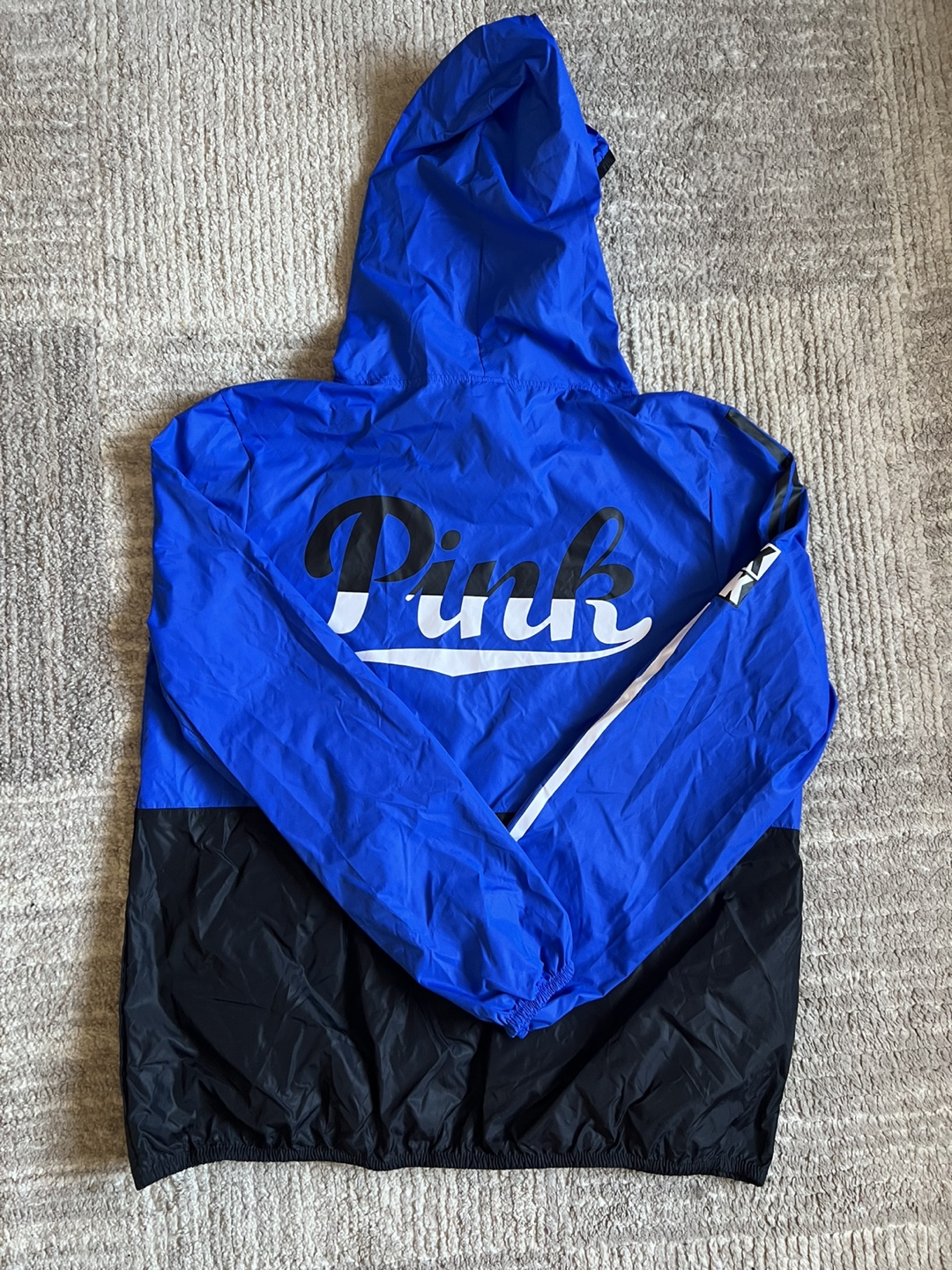 Pink Victoria's Secret Blue & Black Windbreaker Jacket