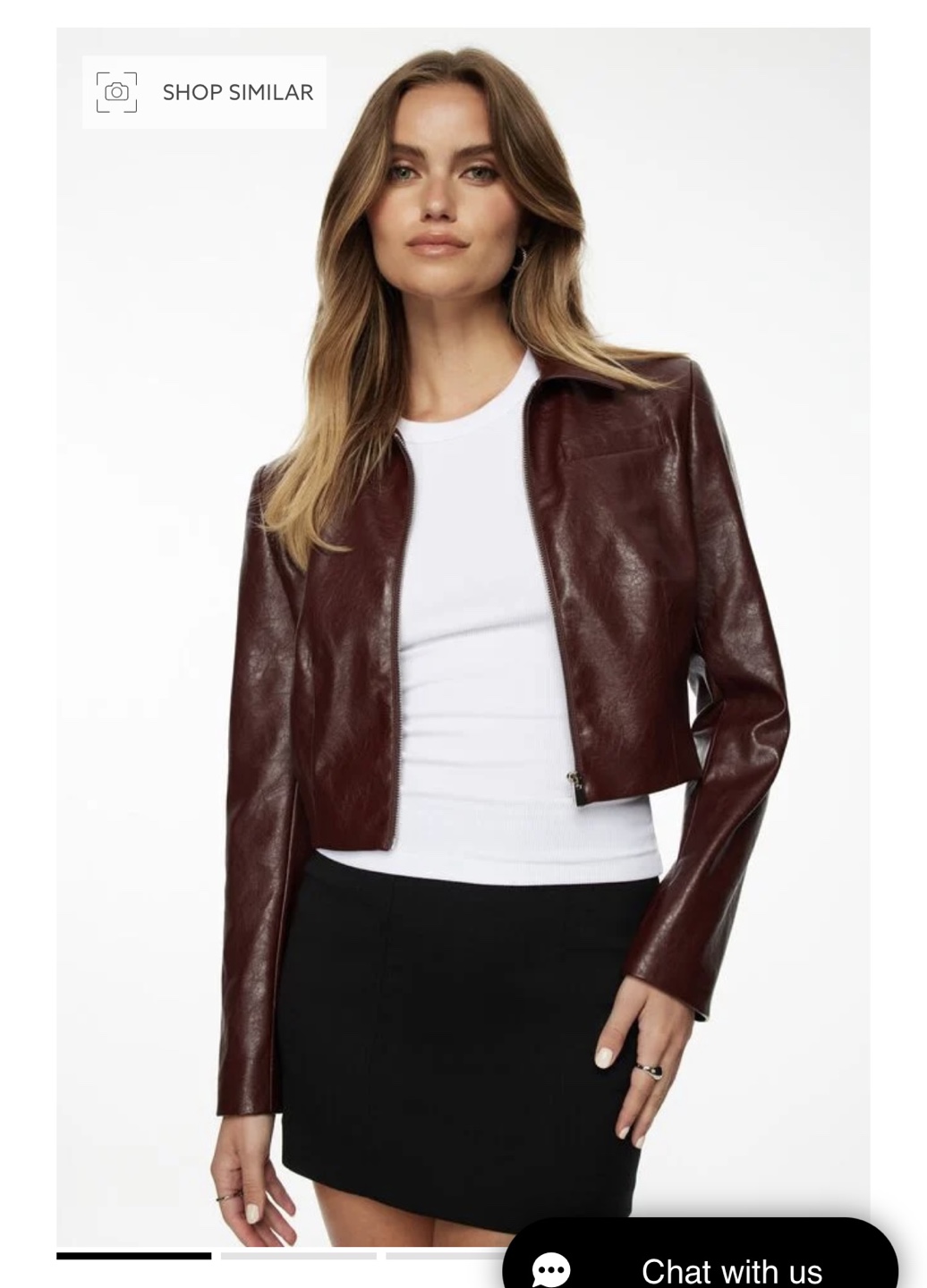 Burgundy Faux Leather Jacket - photo 2