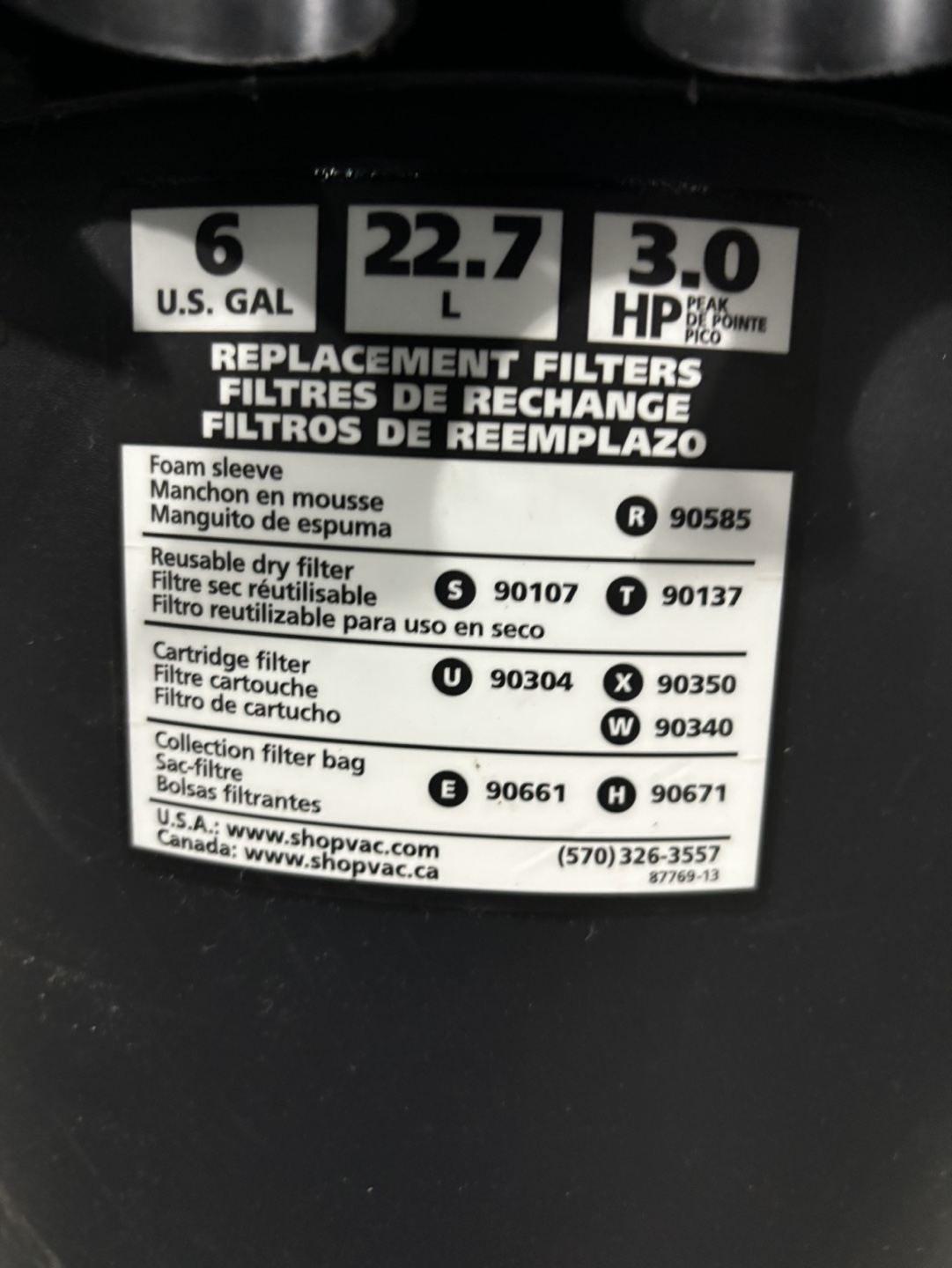 Shop-Vac Wet/Dry Vacuum 6 Gallon 3 hp - photo 3