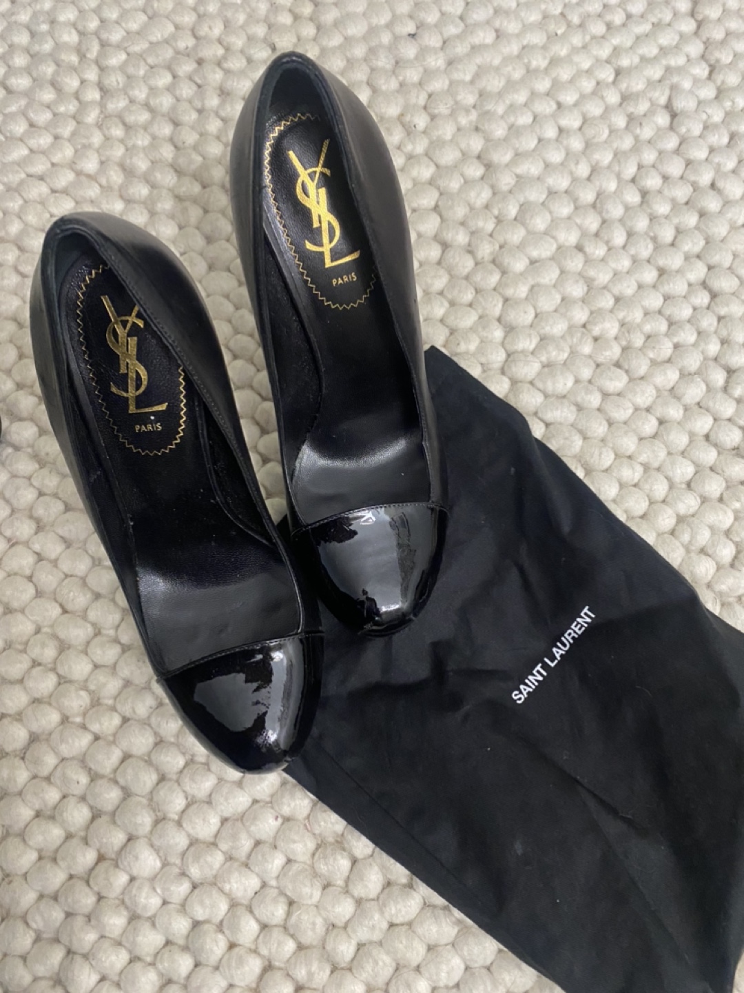 Saint Laurent Black Patent Leather Platform Pumps