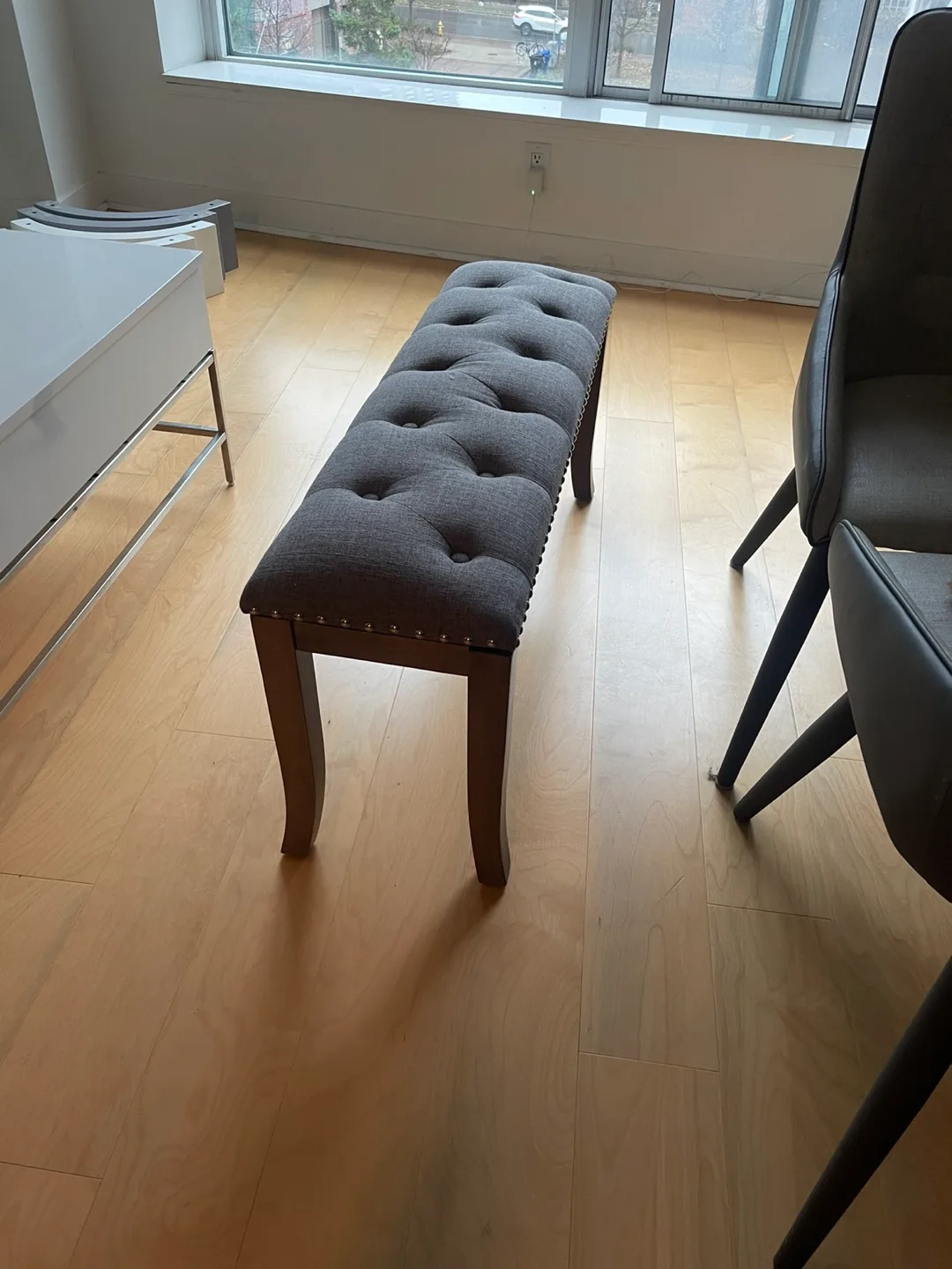 Grey Upholstered Bench thumbnail