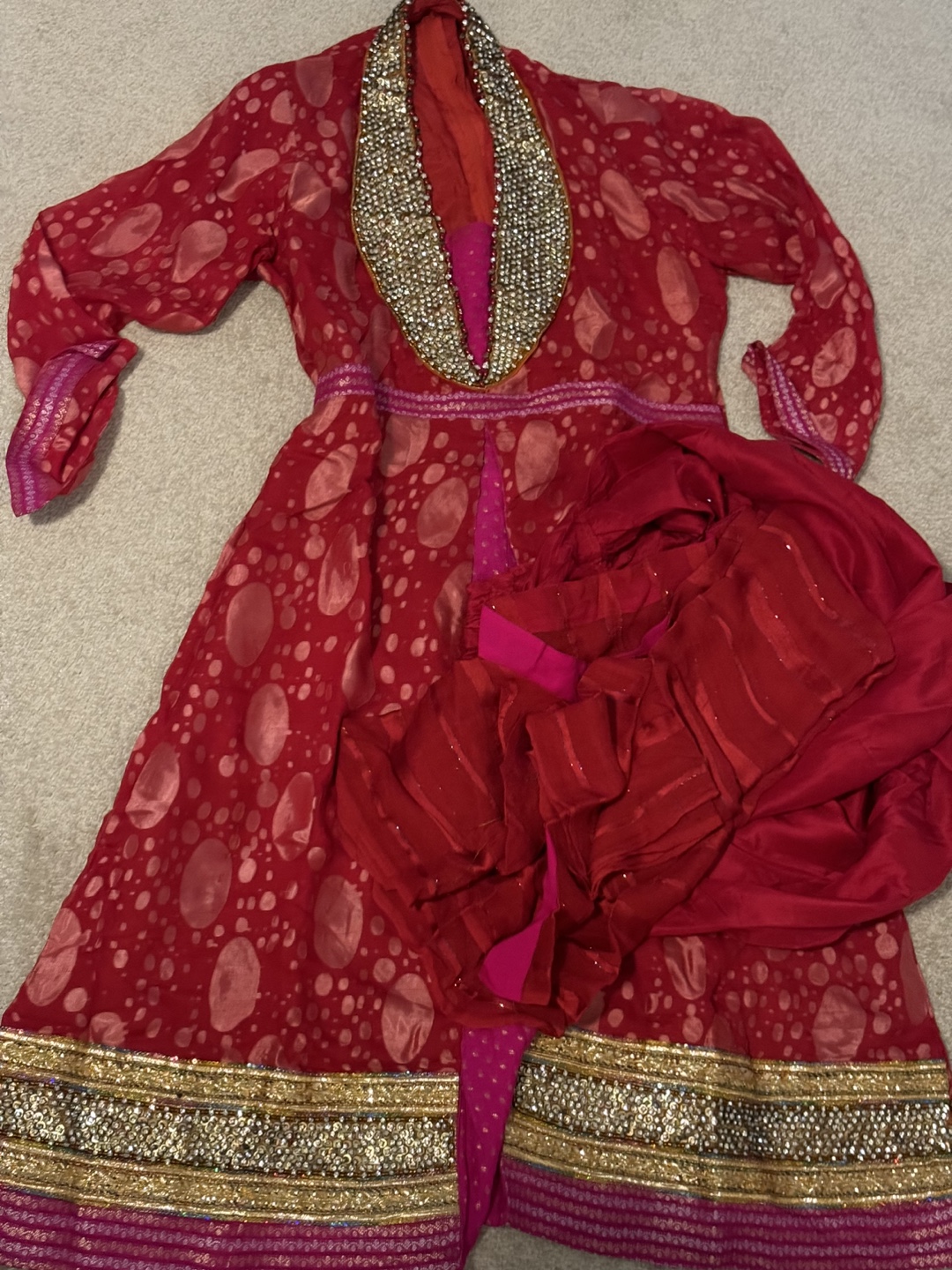 Red and Pink Indian Suit