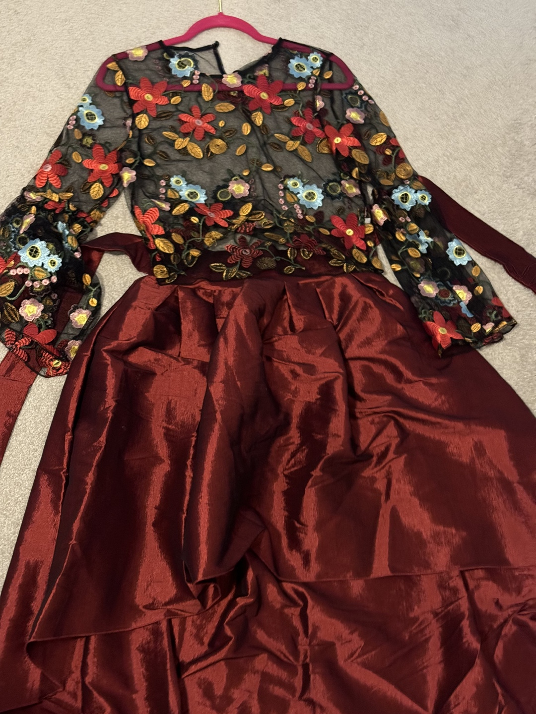 Floral Embroidered Top and Skirt Set - photo 2
