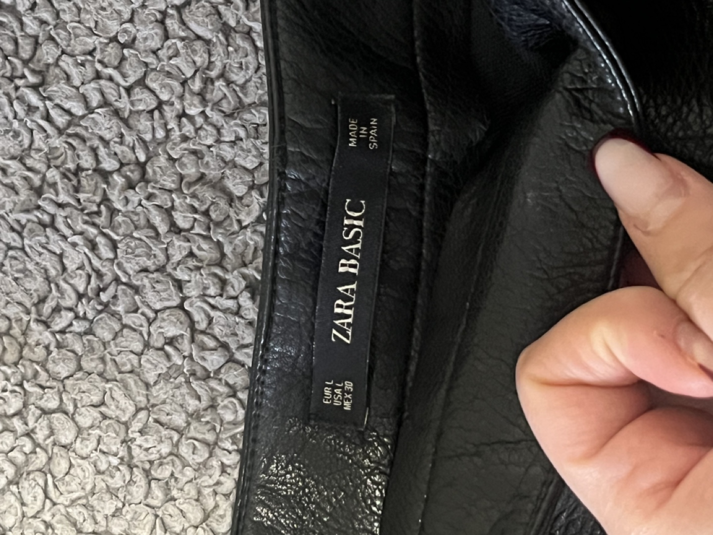 Zara Basic Black Faux Leather Mini Skirt Size L - photo 2