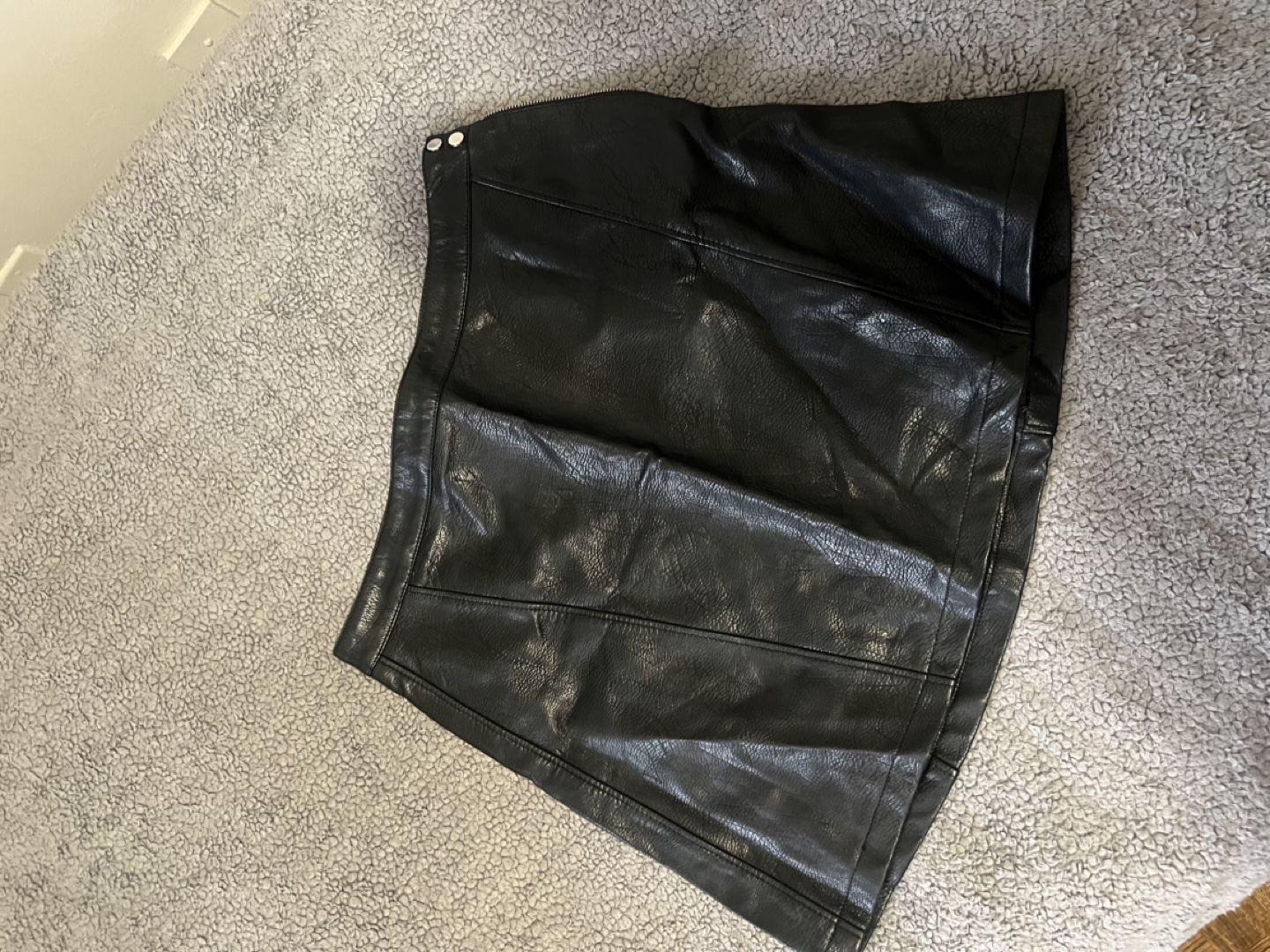 Zara Basic Black Faux Leather Mini Skirt Size L