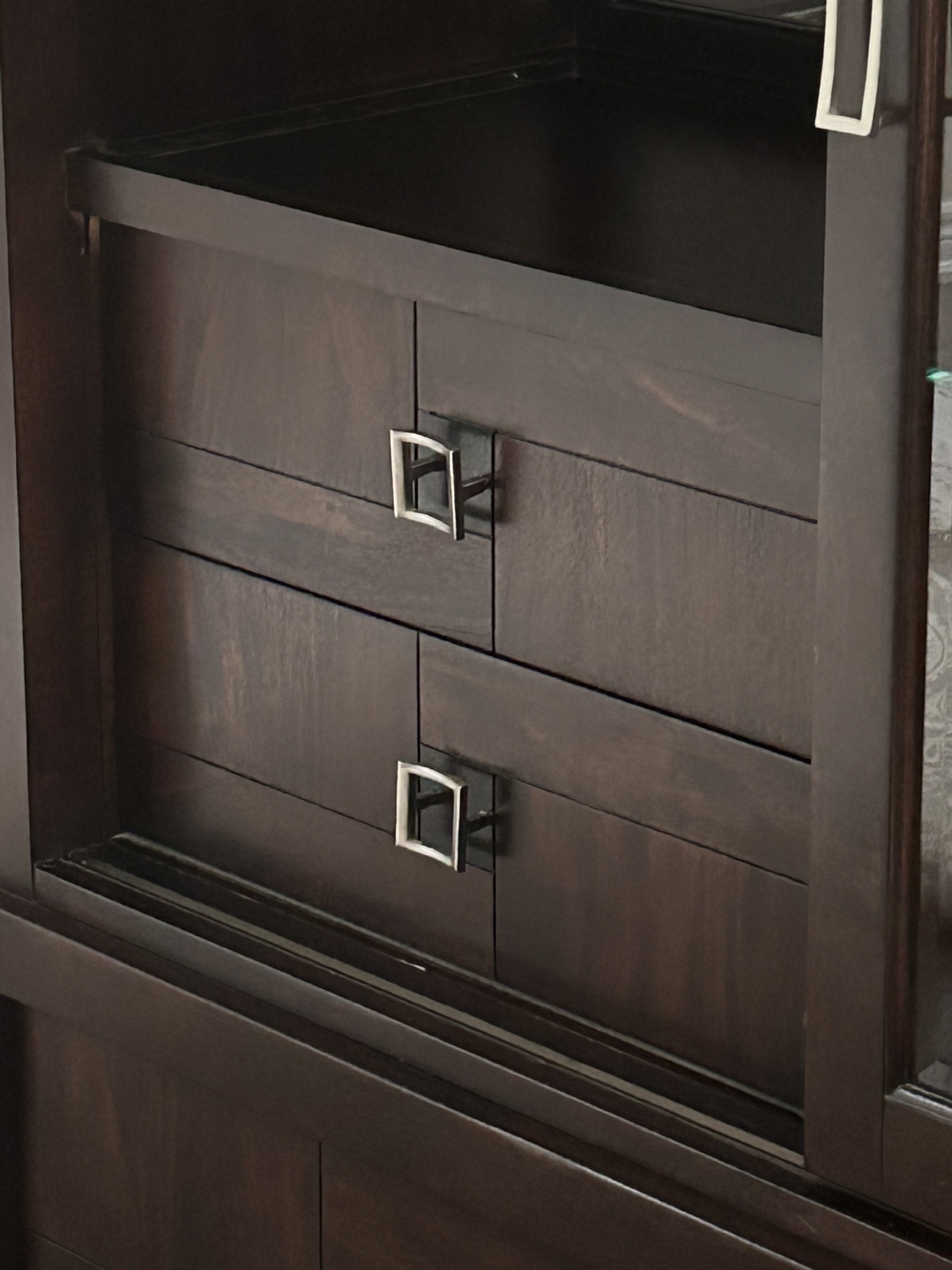 Dark Wood China Cabinet with Glass Doors - photo 3