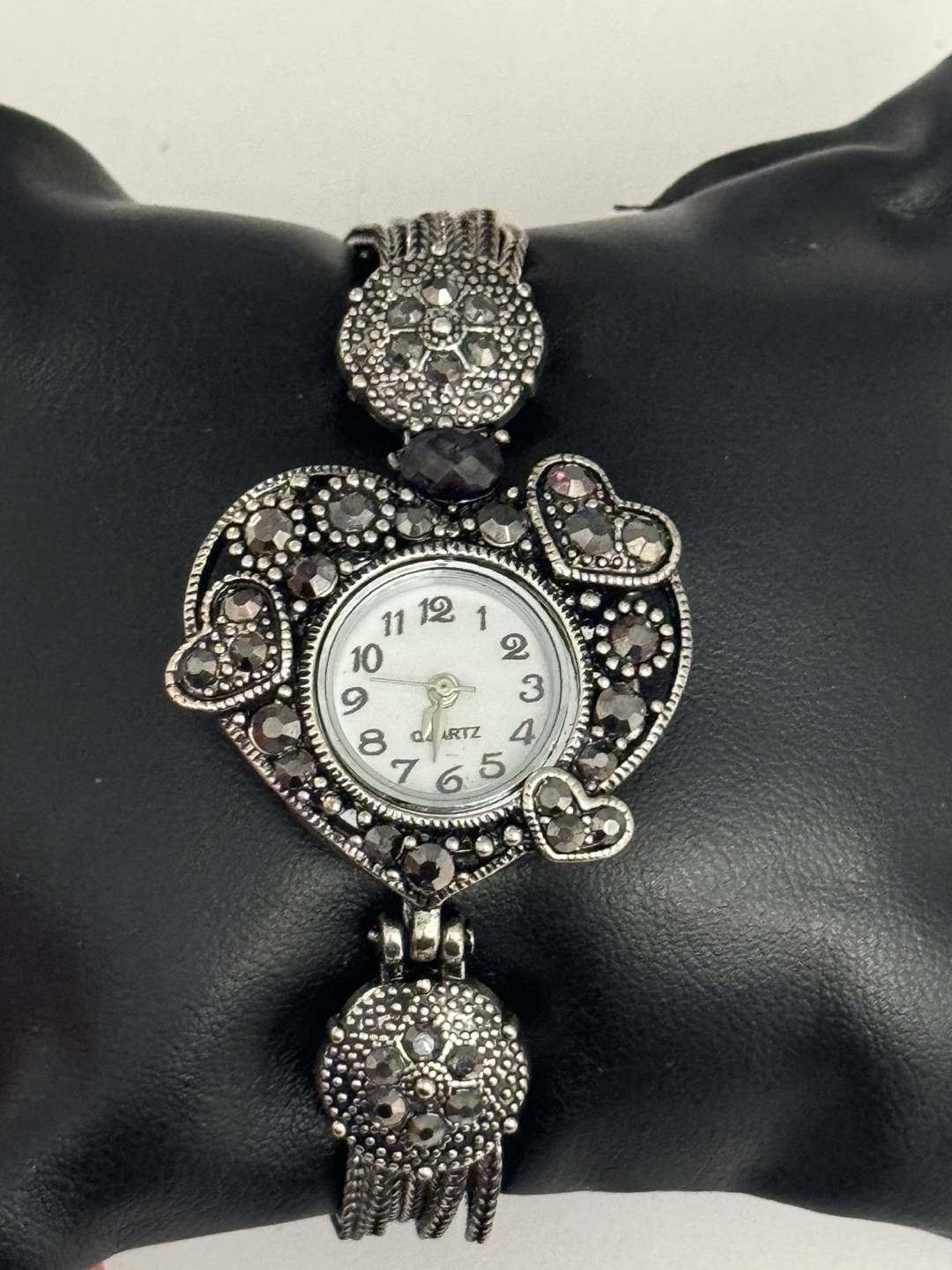 Heart-shaped Watch with Crystal Accents