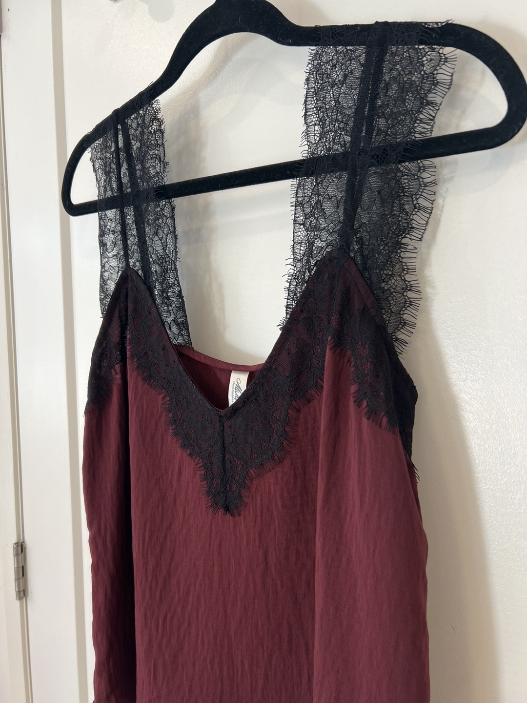 Burgundy Lace Trim Cami Top