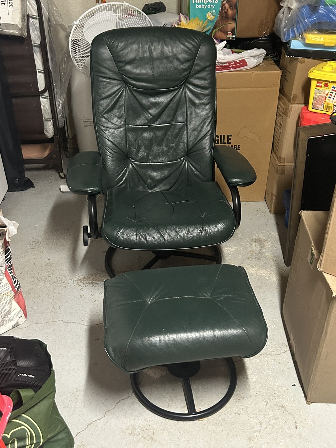 Leather Recliner with Ottoman