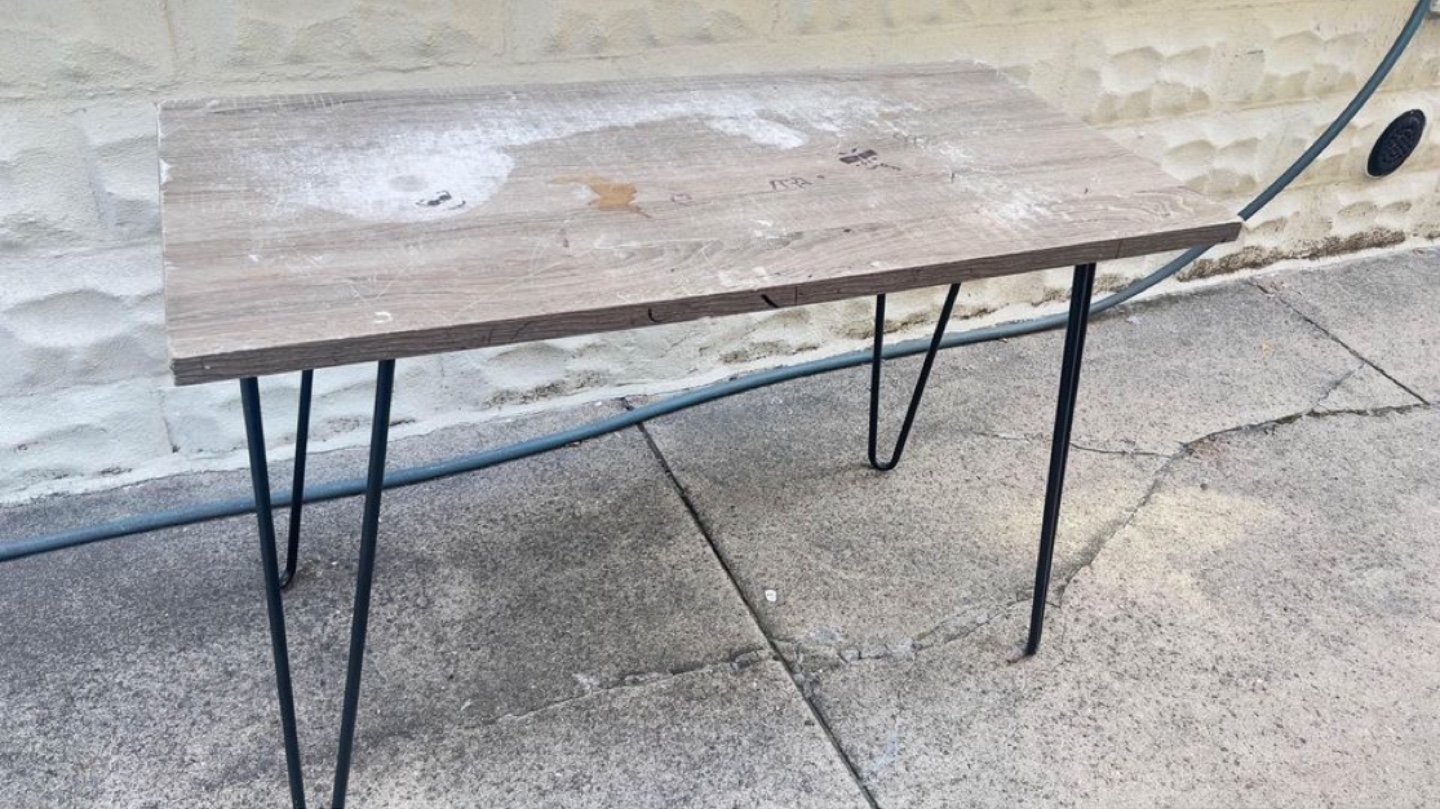 Small Wooden Table with Hairpin Legs