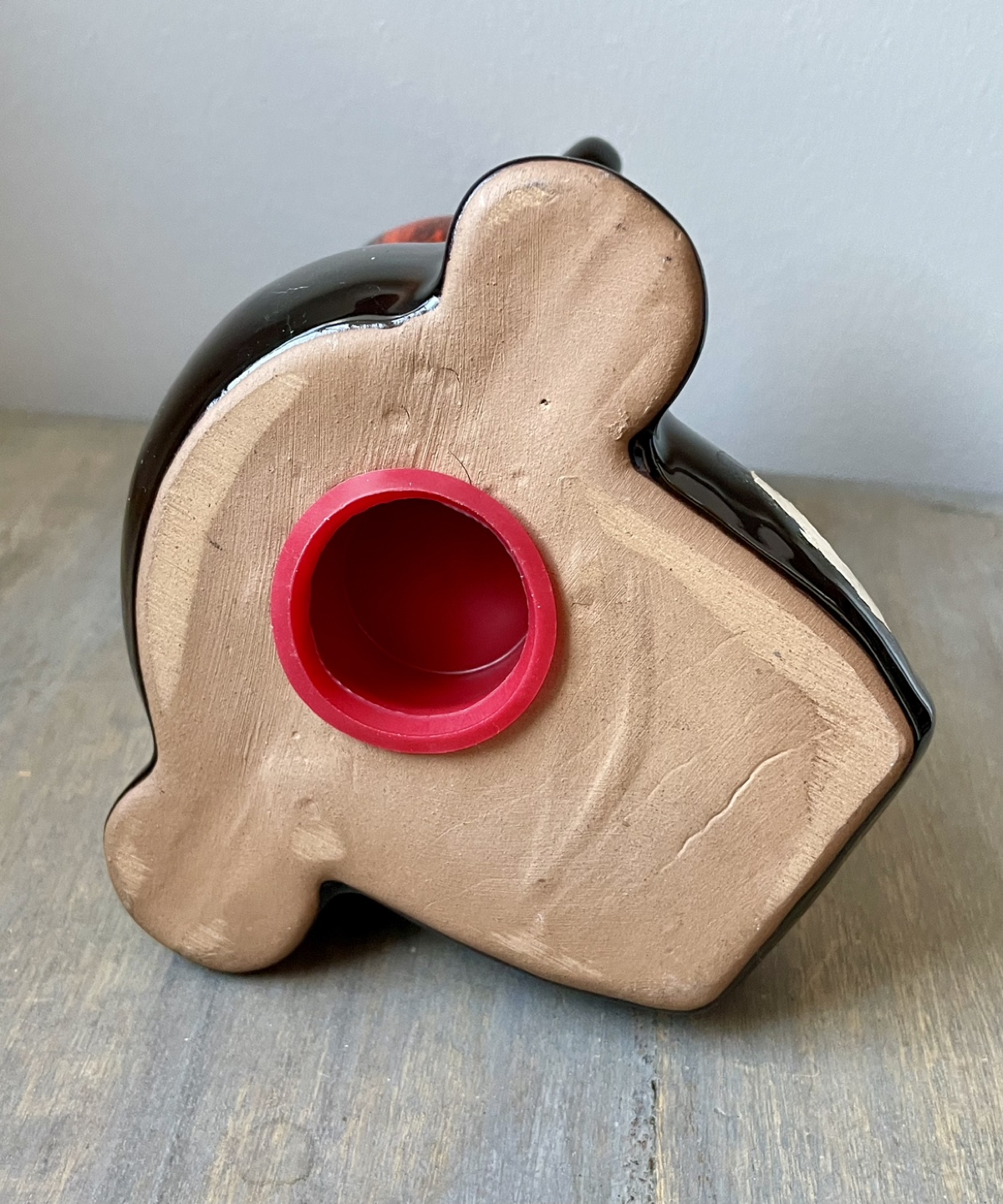 Blue Mountain Lava Glaze Red Art Pottery Teddy Bear Coin Bank - photo 5