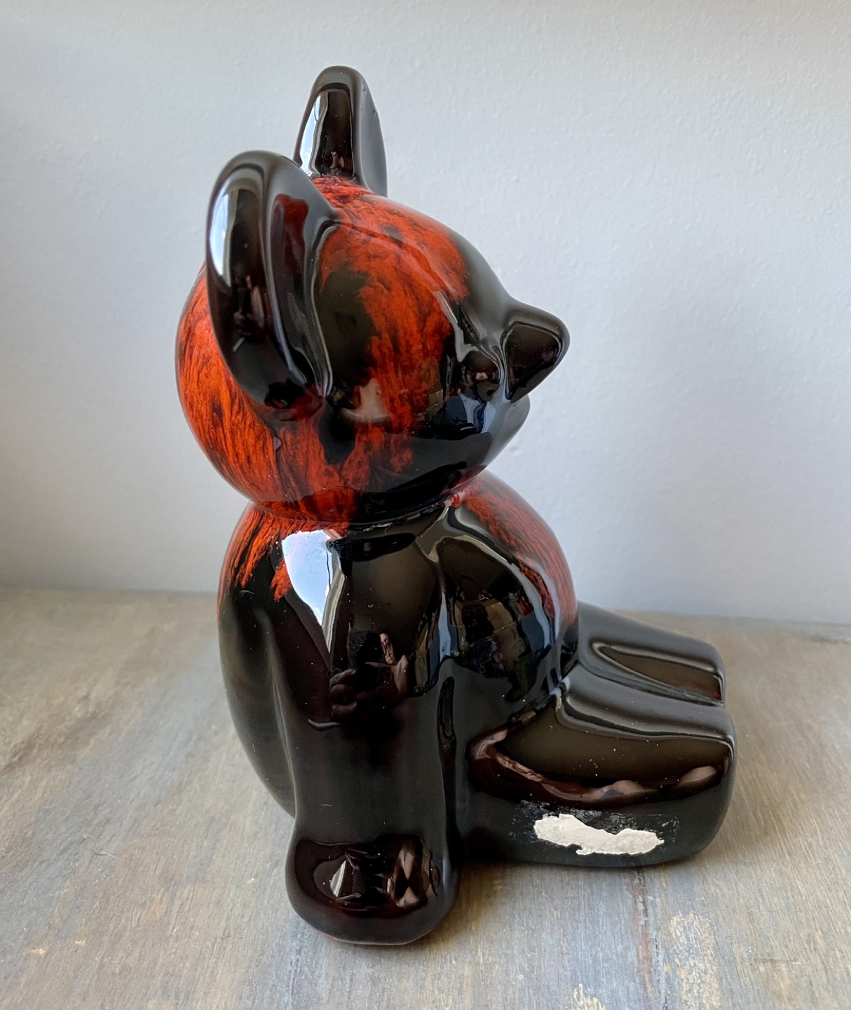 Blue Mountain Lava Glaze Red Art Pottery Teddy Bear Coin Bank - photo 2