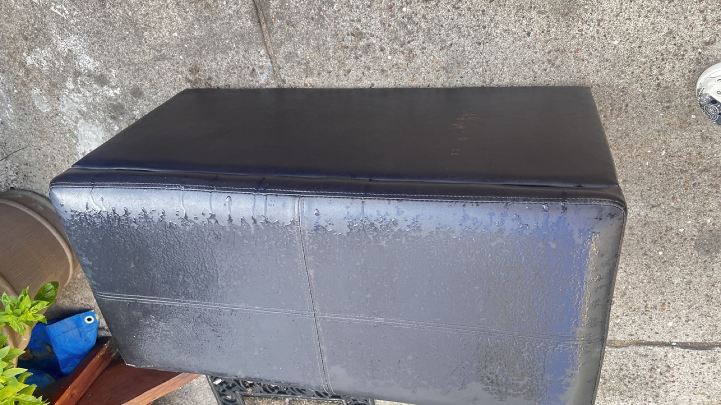 Black Faux Leather Storage Ottoman - photo 3