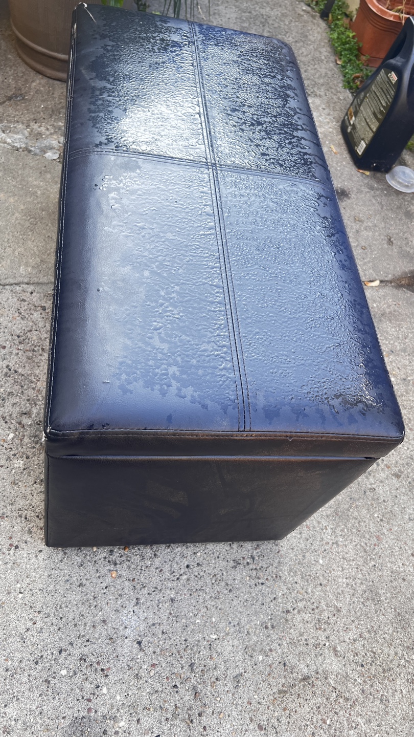 Black Faux Leather Storage Ottoman - photo 4