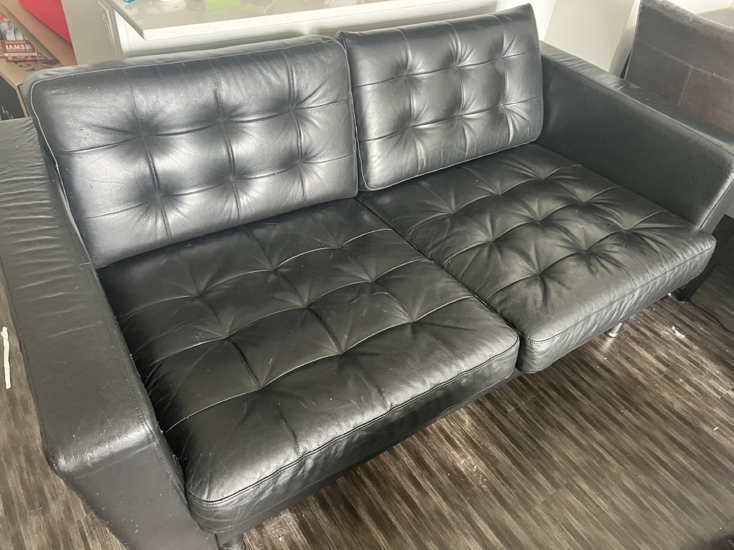 Black Leather Sofa for free - photo 2