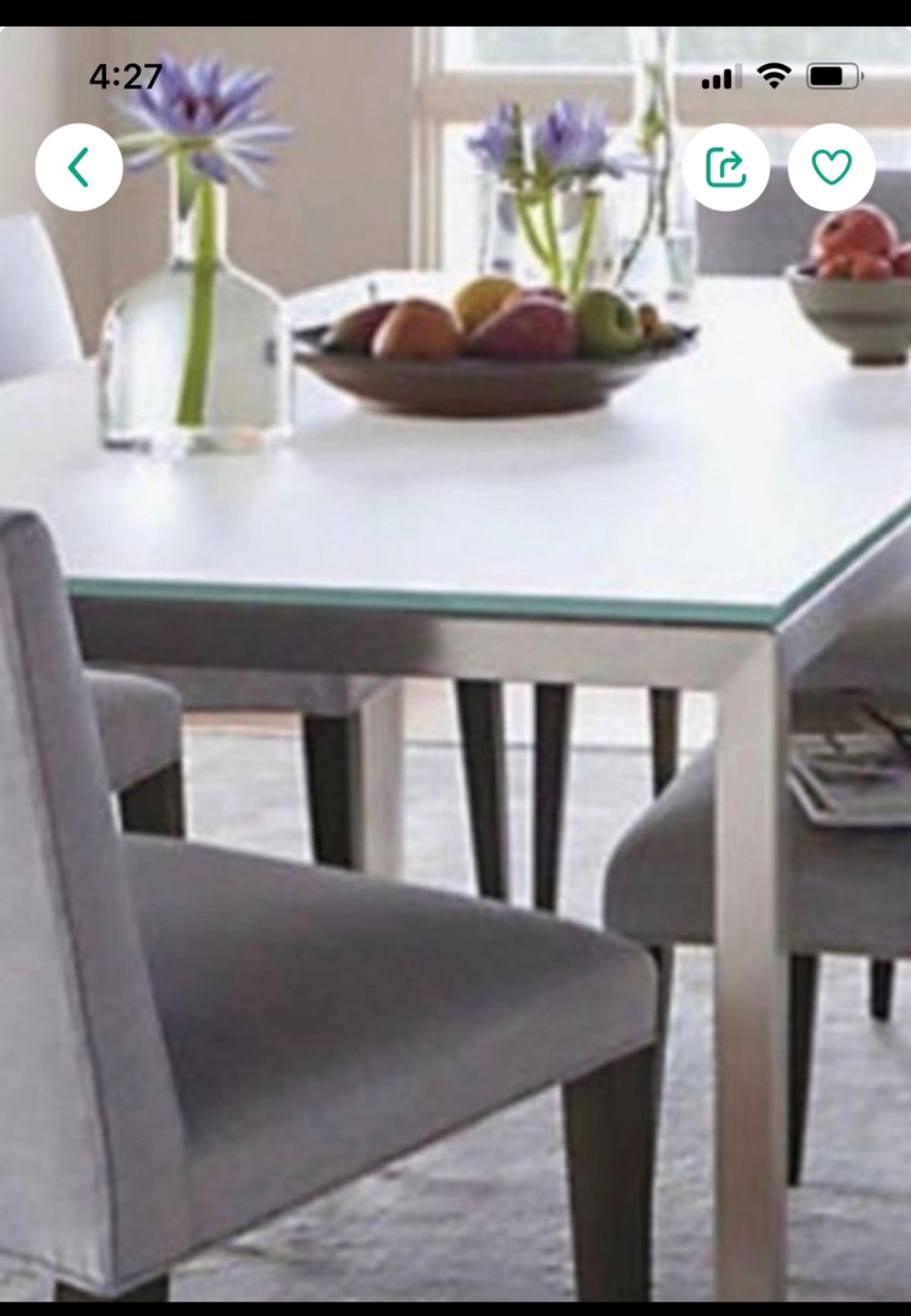Dining table with glass top
