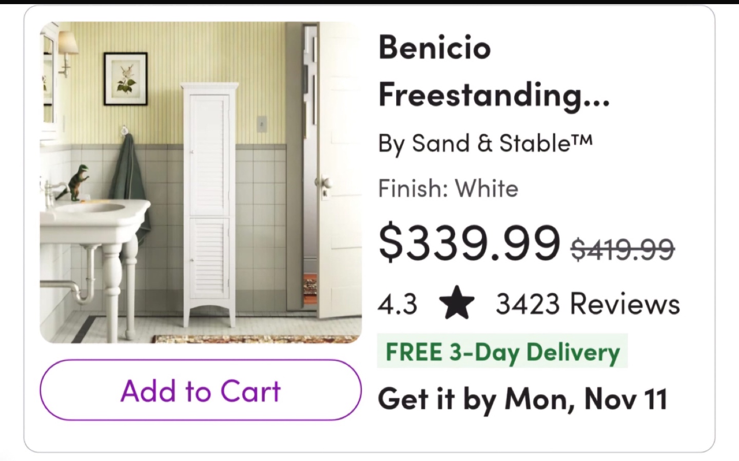 White Freestanding Bathroom Cabinet - photo 4