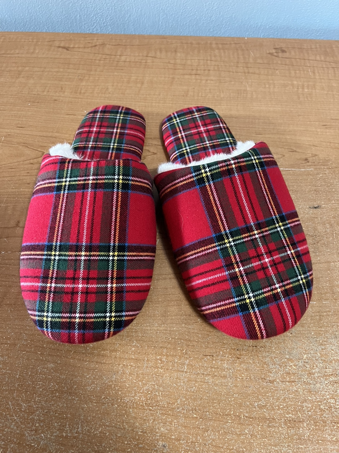 Red Plaid Slippers from pottery barn