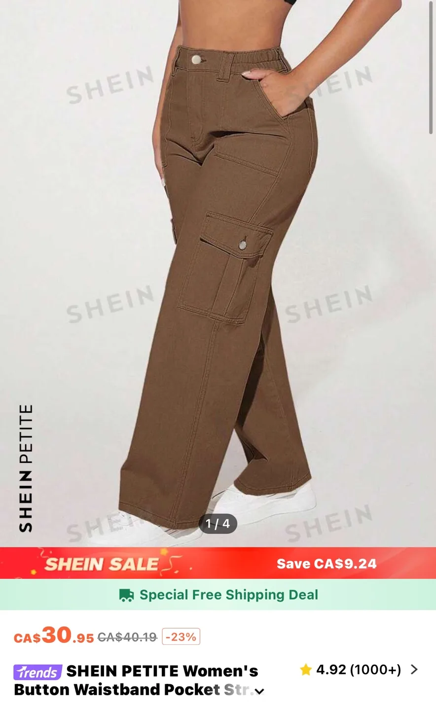 shein petite cargo pants image indicator(5)