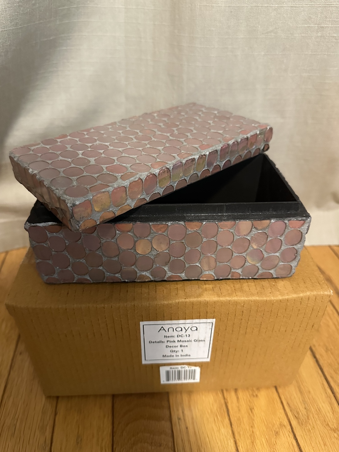 Anaya Pink Mosaic Glass Trinket Box - photo 2