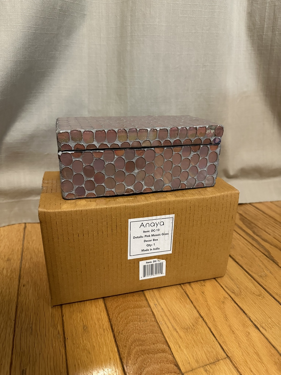 Anaya Pink Mosaic Glass Trinket Box