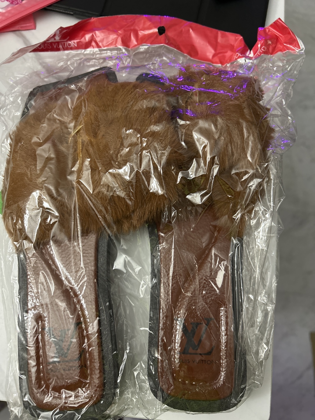Faux Fur Brown Slippers