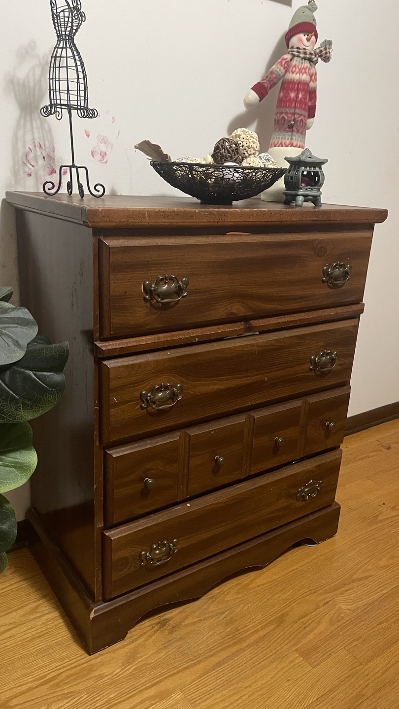 Vintage Wooden Dresser with 4 Drawers check more pictures - photo 5