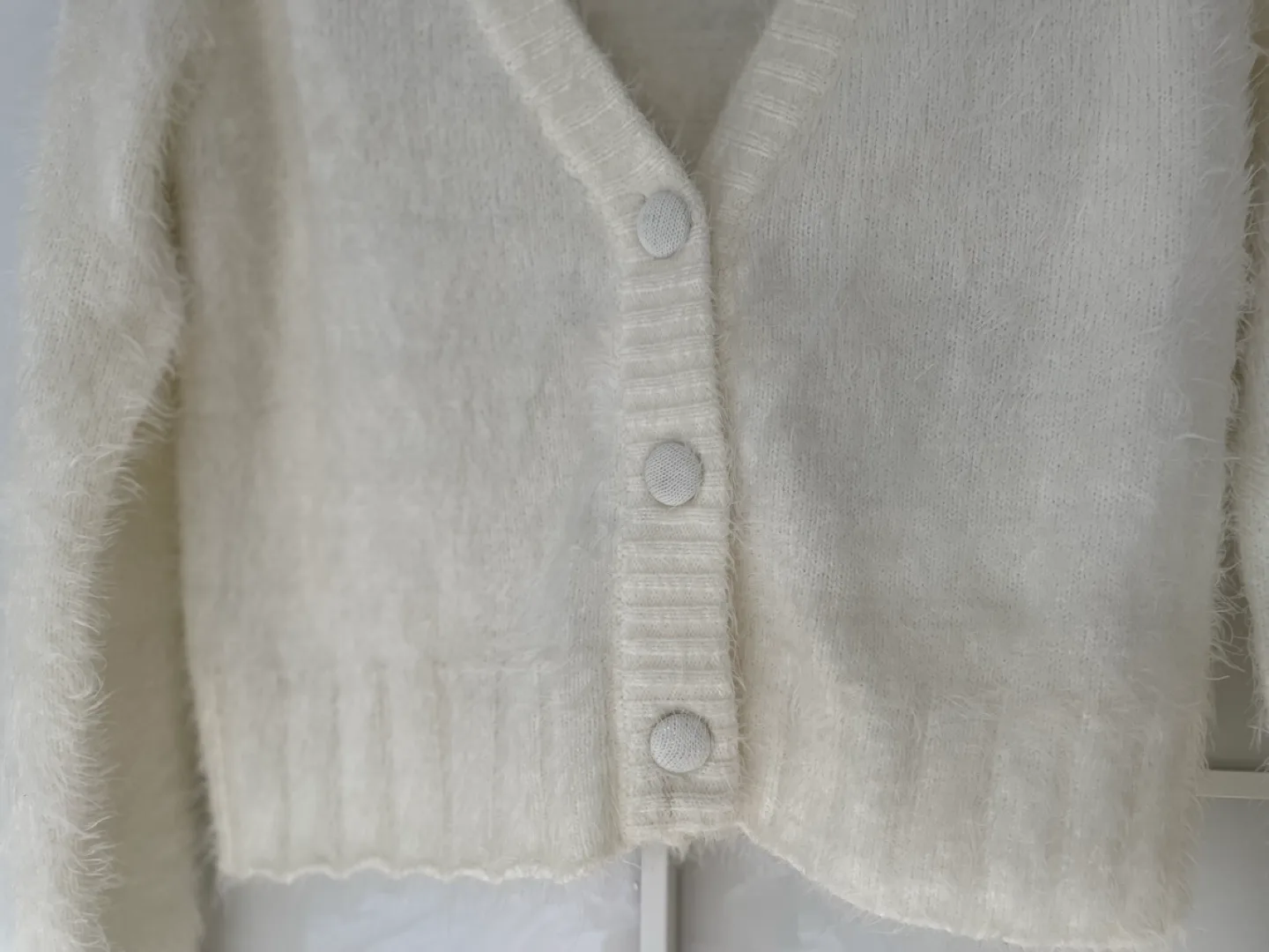 Brandy Melville White Fuzzy Cardigan image indicator(2)