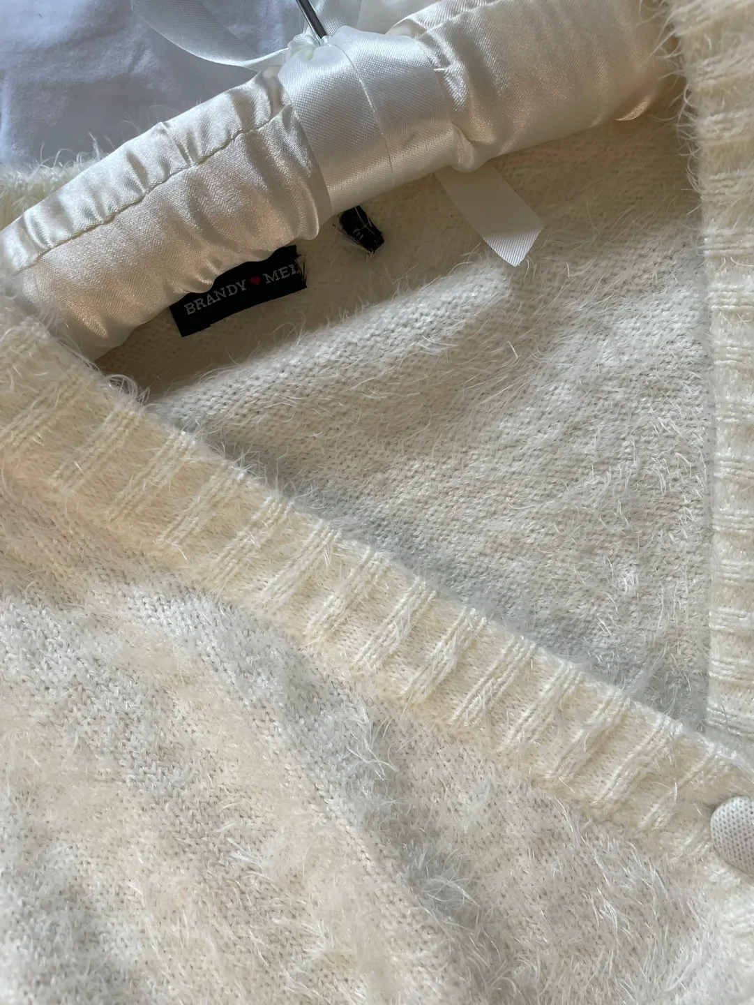Brandy Melville White Fuzzy Cardigan image indicator(4)