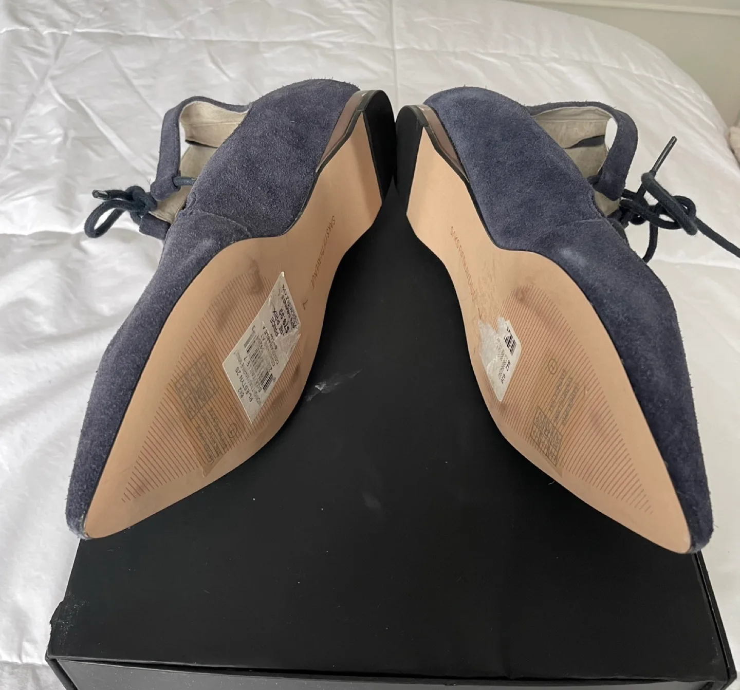 Saks Fifth Avenue Navy Blue Suede Flat Shoes image indicator(6)