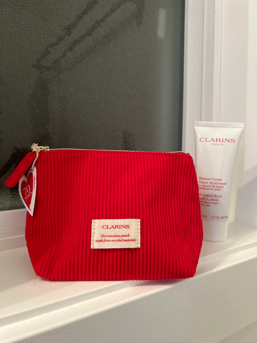 Clarins Red Corduroy Makeup Bag thumbnail